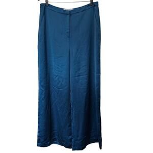 Trina Turk Nolita Pants Womens Size 12 Satin Wide Leg Silky High Waist Pockets